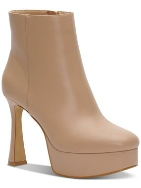 INC Alize Nude Blush Dark Almond Platform Ankle Boot Sz 7.5 BNWB